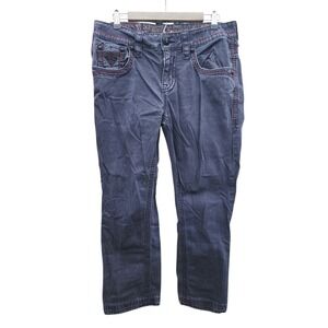 Rock Revival Mens Charcoal Grey Straight Leg Jeans Red Stitch RPM071-J6 Size 33